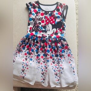 Disney Minnie Mouse Girls Polka Dress Nylon Cotton Blended w/ Tulle Size M (7-8)